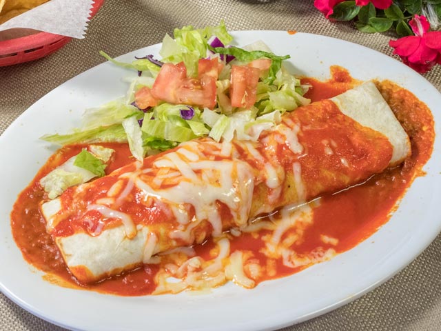 Nopalitos Enchilada Style Red Burrito